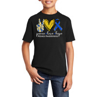 Peace Love Hope Ataxia Awareness Shirt Blue Ribbon T Shirt Basic Youth T-shirt | Artistshot