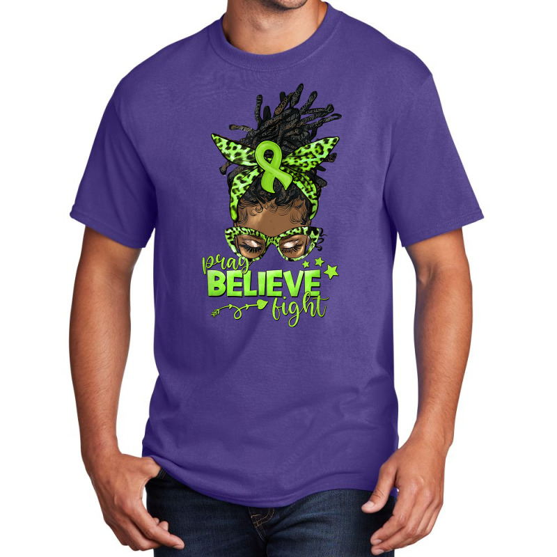 Pray Believe Fight Afro Messy Bun World Cerebral Palsy Day T Shirt Basic T-shirt by cm-arts | Artistshot