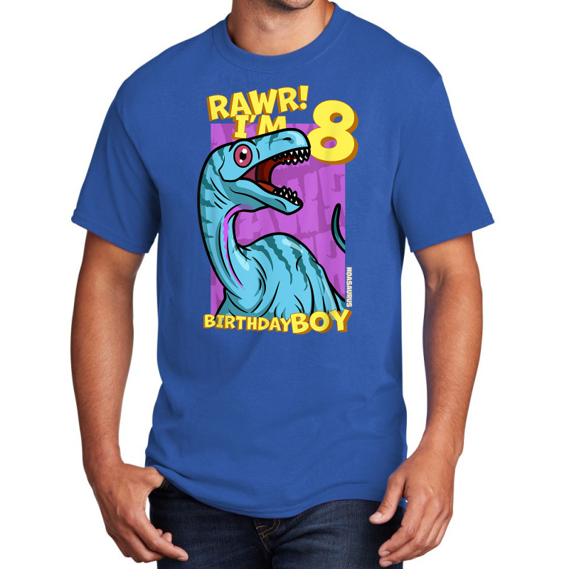 Rawr! I'm 8 Birthday Boys 8th Birthday Dino Noasaurus T Shirt Basic T-shirt | Artistshot