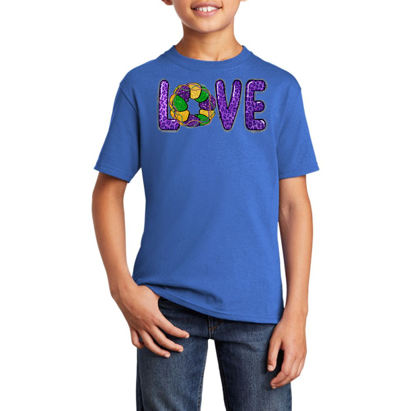 Love Peace Mardi Gras King Cake Woman Kids Girls Boys Man T Shirt Basic Youth T-shirt by vacheu | Artistshot