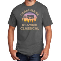 I'd Rather Be Playing Guitar Classical Guitar Headstock Vintage Sunset Basic T-shirt | Artistshot