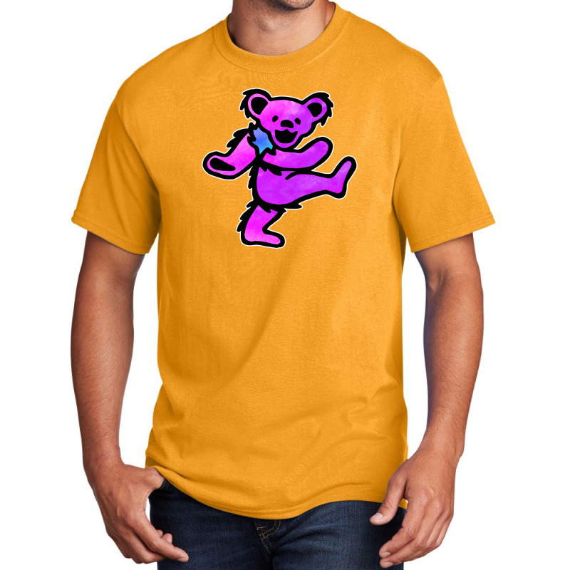 Pink Grateful Dancing Hippie Classic Rock Dead Bear Basic T-shirt | Artistshot