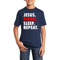 Jesus Piano Sleep Repeat Christian Music Basic Youth T-shirt | Artistshot