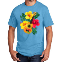 Hawaiian Ukulele Lute Guitar Hibiscus Basic T-shirt | Artistshot