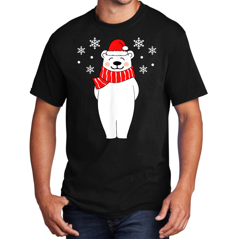 Polar Bear Christmas Pajamas Family Polar Bear In Santa Hat T-shirt Basic T-shirt by cm-arts | Artistshot