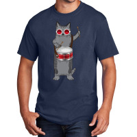 Cool Cat Playing The Snare Drum Hippy Percussionist Kitty Basic T-shirt | Artistshot