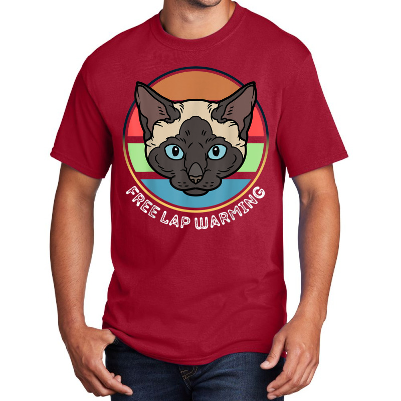 Funny Siamese Quote, Siamese Free Lap Warming Vintage, Cool T Shirt Basic T-shirt | Artistshot