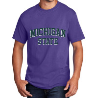 Michigan State Spartans Retro Arch Heather Gray Pullover Hoodie Basic T-shirt | Artistshot