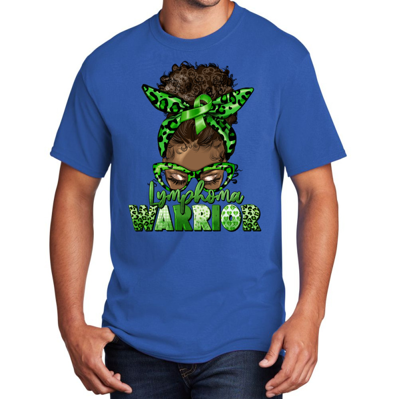 Lymphoma Warrior Afro Messy Bun Basic T-shirt | Artistshot