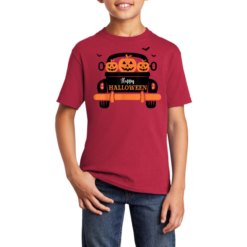 Three Pumpkins In Car Happy Halloween Novelty Holiday Item T Shirt Basic Youth T-shirt by cm-arts | Artistshot