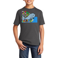 Blue Whale, Marine Sea Animal, Ocean Life, Surf, Art Work Raglan Baseb Basic Youth T-shirt | Artistshot