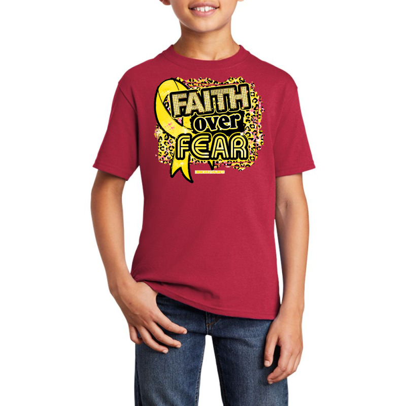 Endometriosis T  Shirt Endometriosis Awareness  Ribbon Faith Over Fear Basic Youth T-shirt by hardlyvagabond | Artistshot