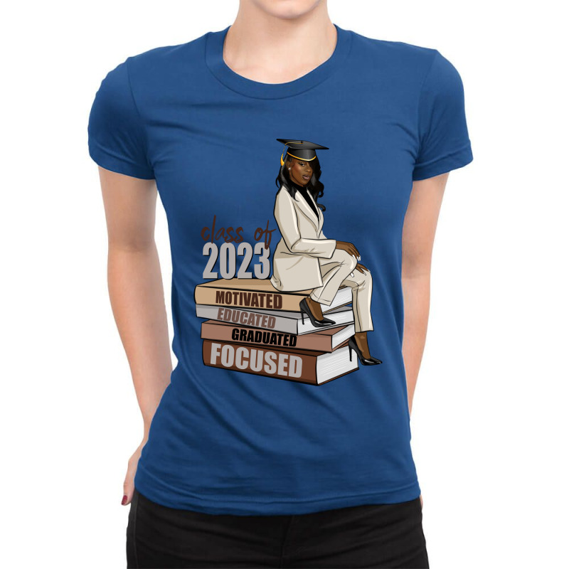 Class Of 2023 Graduated Black Woman Senior Ladies Fitted T-Shirt by afrowomandigitalshop@gmail.com | Artistshot