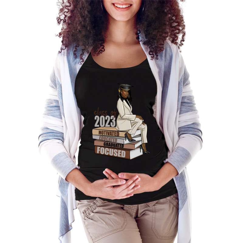 Class Of 2023 Graduated Black Woman Senior Maternity Scoop Neck T-shirt by afrowomandigitalshop@gmail.com | Artistshot