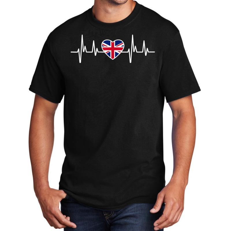 Uk Heartbeat United Kingdom British Great Britain Flag T Shirt Basic T-shirt | Artistshot