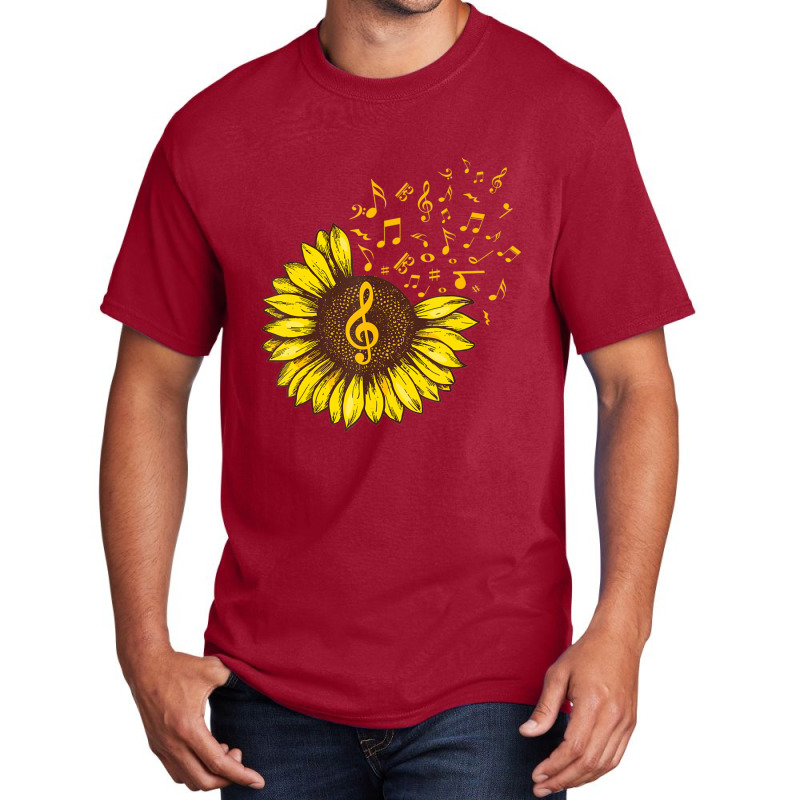 Sunflower Music Note Music Lovers Basic T-shirt by Kosdapen517 | Artistshot