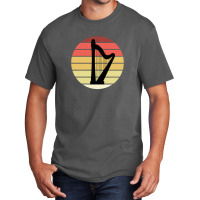 Harp Music Instrument Vintage Sunset Basic T-shirt | Artistshot