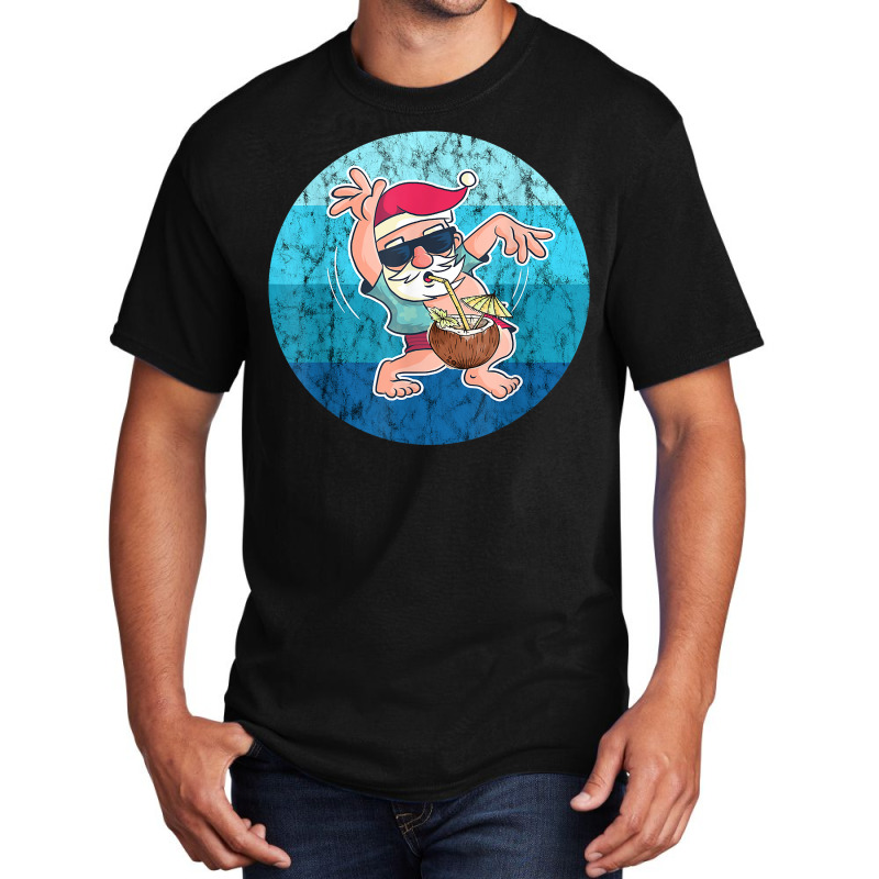 Santa Coconut Drink Vintage Ocean Water Christmas In July T Shirt Basic T-shirt by cm-arts | Artistshot