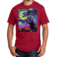 Dracula Castle Vampire Bats Halloween Starry Night Aja Art Basic T-shirt | Artistshot