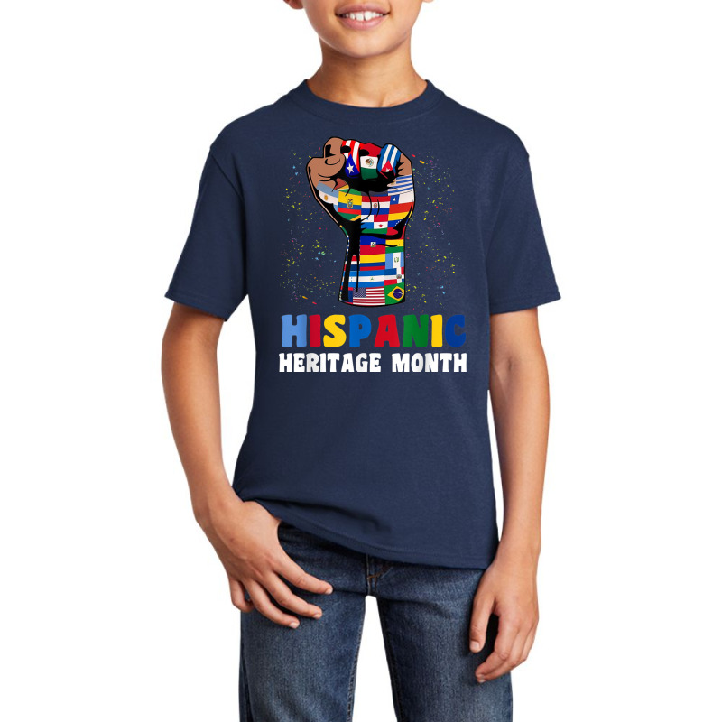 Hispanic Heritage Month Colorful Countries Flags Latinx Hand T Shirt Basic Youth T-shirt by cm-arts | Artistshot