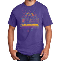 Synthwave Cat On Synthesizer 1 Basic T-shirt | Artistshot