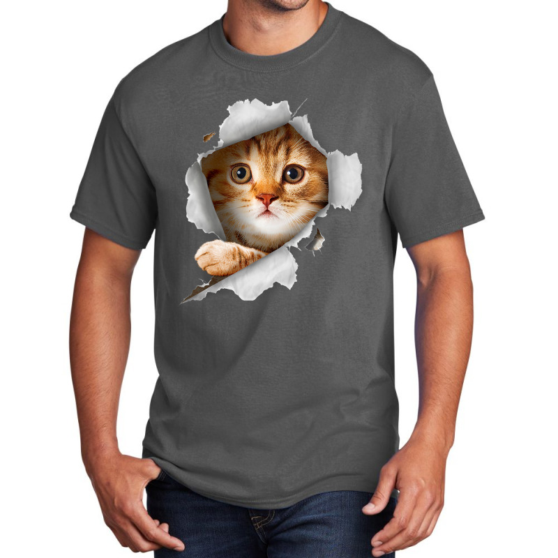 Ca, Orange Cat T Cat Torn Cloth Kitten Basic T-shirt | Artistshot