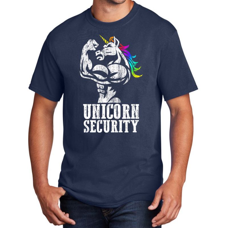 Unicorn Security Rainbow Muscle Manly Christmas Basic T-shirt | Artistshot