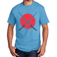 Samurai Sword Crossed In Front Of Flag Of Japan Basic T-shirt | Artistshot