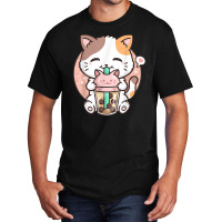 Boba Tea Cat Bubble Tea Cat Milk Tea Kawai Anime Cat Basic T-shirt | Artistshot