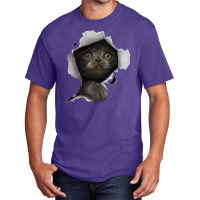 Cat Shirt, Gray Cat Tshirt, Cat Torn Cloth Shirt, Kitten Basic T-shirt | Artistshot