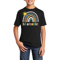 Sé Amable Spanish Bilingual Teacher Be Kind Boho Rainbow Pullover Hoo Basic Youth T-shirt | Artistshot