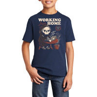 Working From Home Office Grim Reaper Skull Cute Halloween T Shirt Basic Youth T-shirt | Artistshot