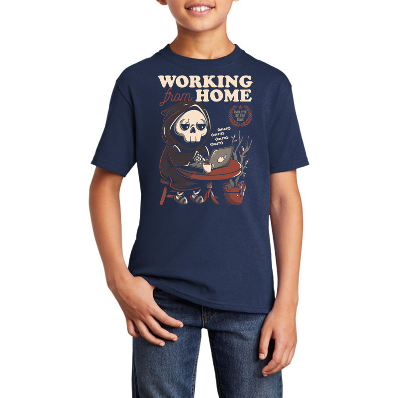 Working From Home Office Grim Reaper Skull Cute Halloween T Shirt Basic Youth T-shirt | Artistshot