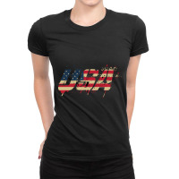 Vector American Flag Usa Text Design Ladies Fitted T-shirt | Artistshot