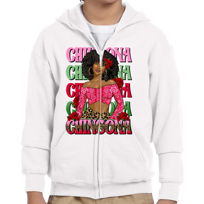 Chingona Afro Latina Woman Youth Zipper Hoodie by afrowomandigitalshop@gmail.com | Artistshot