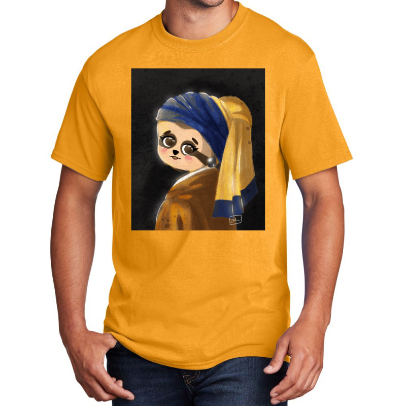 Sloth With A Pearl Earing For Friend Basic T-shirt by EmmyWyatt | Artistshot