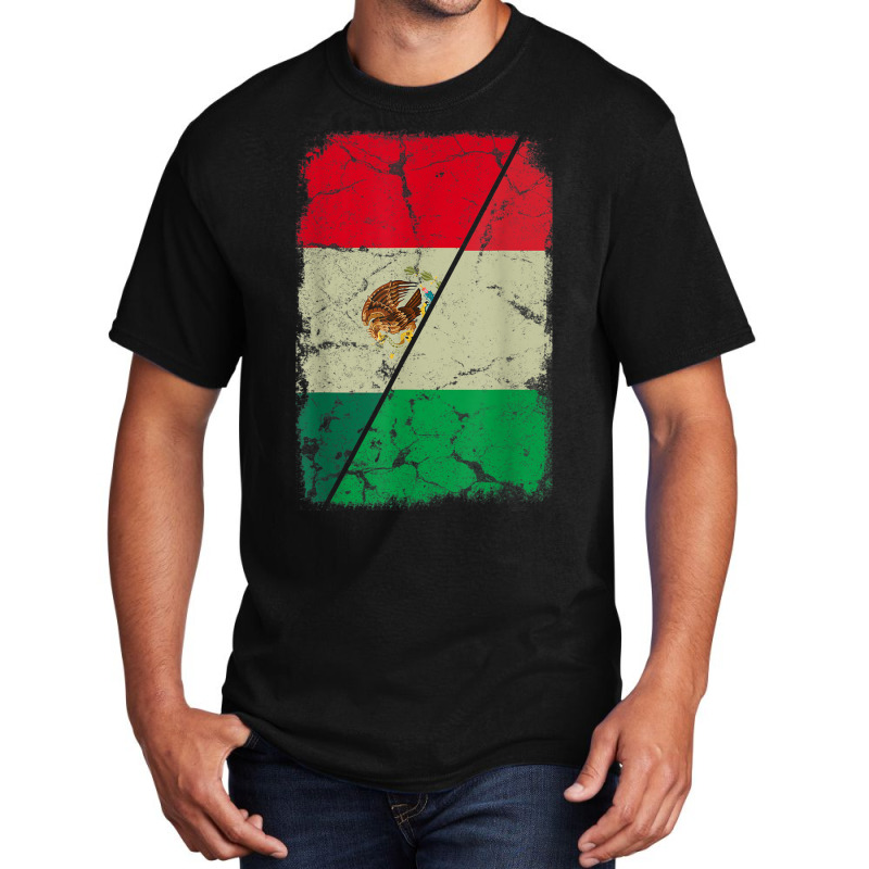 Italian And Mexican Flag Together Mixed Family Roots Basic T-shirt by Uniform | Artistshot