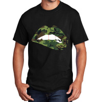 Camouflage Lips Mouth Military Kiss Me Biting Camo Kissing Basic T-shirt | Artistshot