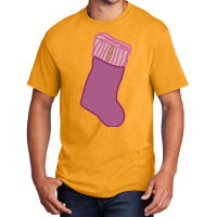 Pink Christmas Stocking Basic T-shirt | Artistshot