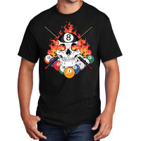 Great Pool Billiards Player Skull Billiard Cue Ball T Shirt Basic T-shirt | Artistshot