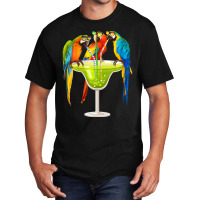 Womens Parrots Drinking Margarita On Summer Vacation Birds V-neck Basic T-shirt | Artistshot