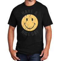 Mens 70's Retro Have A Nice Day Happy Face Basic T-shirt | Artistshot