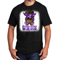 Black Woman Domestic Violence Warrior Afro Messy Bun Purple T Shirt Basic T-shirt | Artistshot