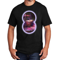 Beautiful Drummer Instrument Art Musician Futuristic Digital Brush Basic T-shirt | Artistshot