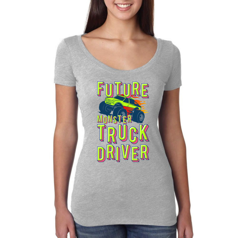 Kids Future Monster Truck Driver | Racing Lovers Women's Triblend Scoop T-shirt by John Phillips | Artistshot