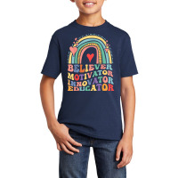 Believer Motivator Innovator Educator Retro Teacher T Shirt Basic Youth T-shirt | Artistshot