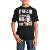 My Perfect Day Anime Ramen Sketching Japanese Aesthetic Girl T Shirt Basic Youth T-shirt | Artistshot