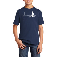 Catamaran Sailing Heartbeat Double Hull Boat Basic Youth T-shirt | Artistshot