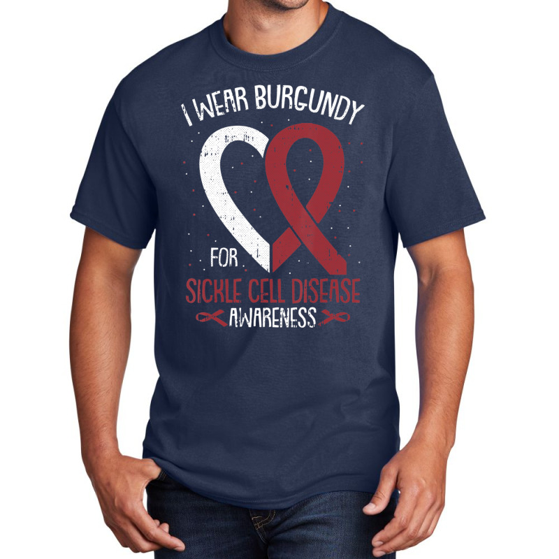 I Wear Burgundy For Sickle Cell Awareness Fighter Warrior Basic T-shirt | Artistshot