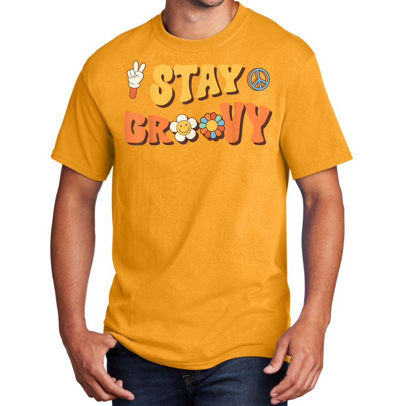 Stay Groovy Wavy Hippie Boho Retro Positive And Peace T Shirt Basic T-shirt | Artistshot